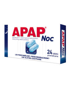 Apap Noc, 500 mg + 25 mg, tabletki powlekane, 24 szt.