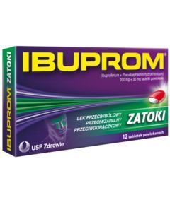 Ibuprom Zatoki, 200 mg + 30 mg, tabletki powlekane, 12 szt.