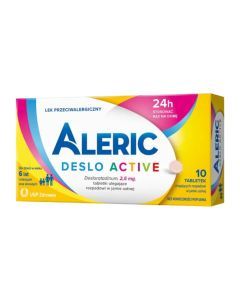 Aleric Deslo Active 2,5mg, 10 tabletek, na alergię i katar sienny dla dzieci