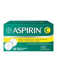 Aspirin C, 400 mg + 240 mg, tabletki musujące, 20 szt.