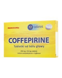 Coffepirine Tabletki od bólu głowy, 450mg + 50mg, tabletki, 12 szt.