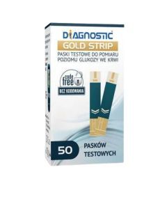 Diagnostic Gold Strip, paski testowe do pomiaru poziomu glukozy we krwi, 50 szt.