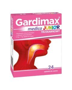 Gardimax medica junior truskawkowy, 5mg+1mg,tab.d/ss.,24szt