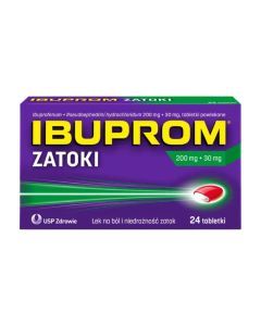 Ibuprom Zatoki, 200 mg + 30 mg, tabletki powlekane, 24 szt.