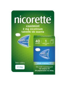 Nicorette Coolmint, 2 mg, tabl.do ssania, 40 szt