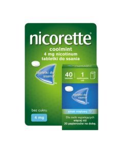 Nicorette Coolmint, 4 mg, tabl.do ssania, 40 szt