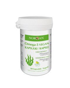 Norsan, Omega-3 Vegan olej z alg morskich, kaps., 80 szt