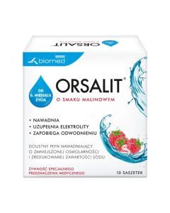Orsalit, proszek o smaku malinowym, 10 saszetek