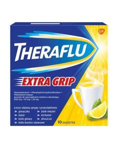 Theraflu ExtraGRIP, 650mg+10mg+20mg, proszek w saszetkach do sporządzania roztworów doustnych, 10 szt.