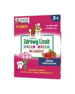 Zdrowy Lizak MniamMniam,na gardlo,malina,4szt+1szt,PR.773/19