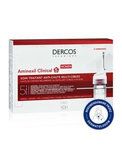 Vichy Dercos Aminexil Clinical 5, kuracja przeciw wypadaniu włosów dla kobiet, 6 ml, 21 ampułek