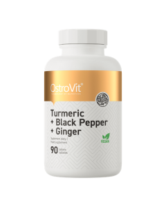 OstroVit, Kurkumina + Czarny Pieprz + Imbir, tabletki, 90 szt.