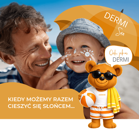 Dermi baner promujący markę i kremy do opalania