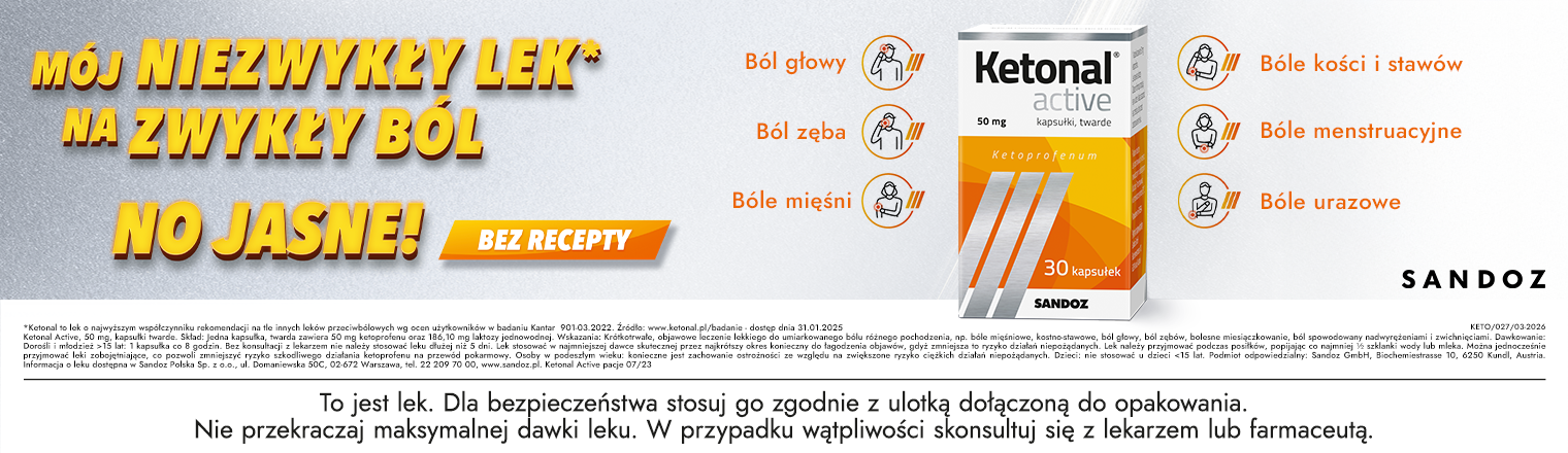 Baner przedstawiający produkty Ketonal active