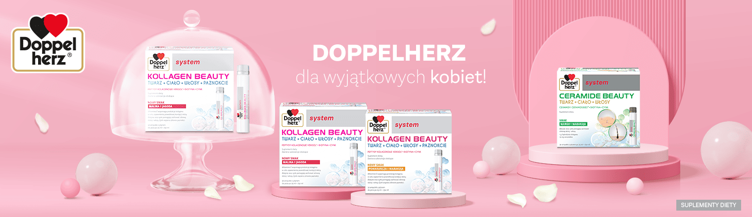 Baner przedstawiający produkty Doppelherz beauty