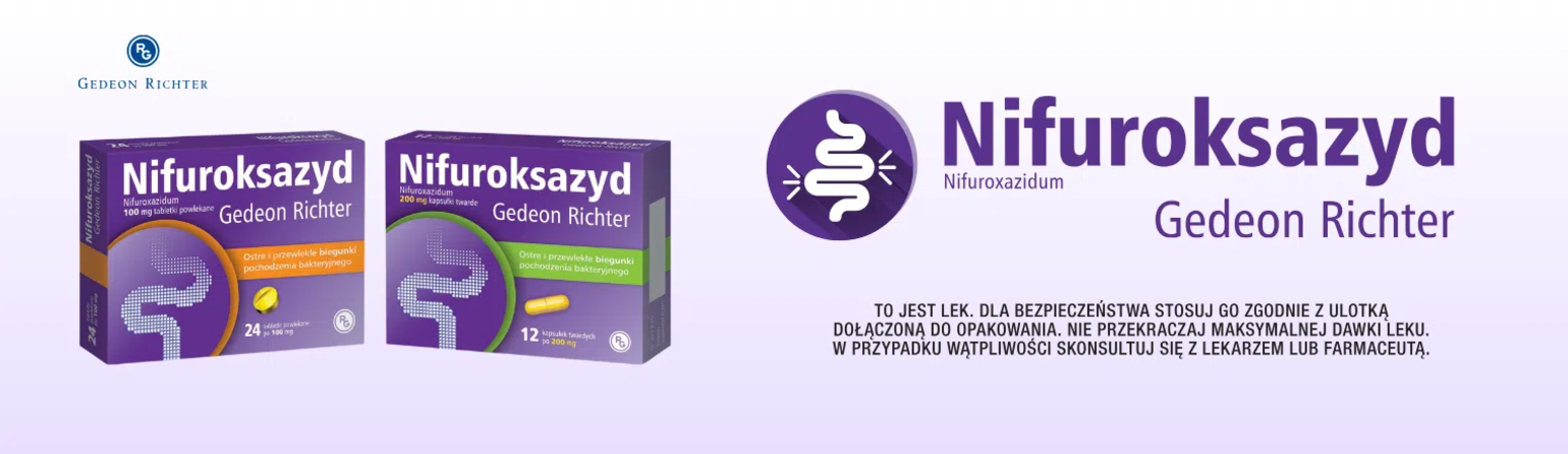 Baner przedstawiający produkty nifuroksazyd gedeon richter
